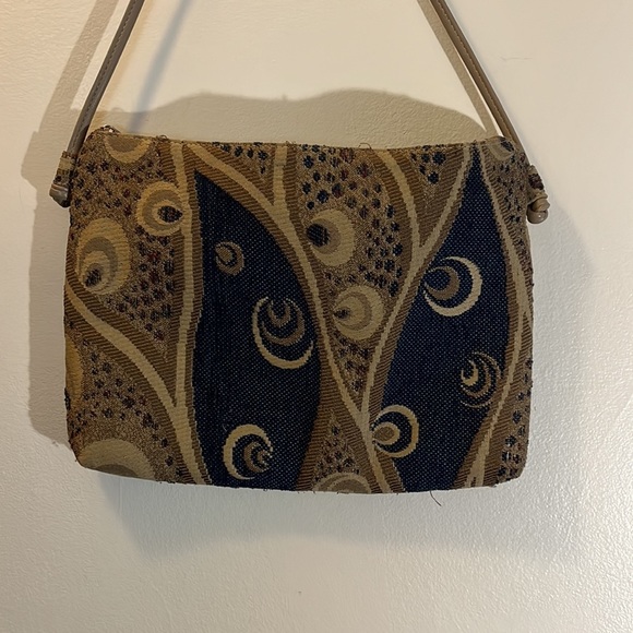 Pinky Purse Blue & Tan Tapestry Hand Bag 12" x9" Florida made - Picture 4 of 8